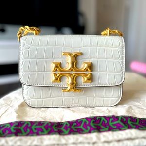 NWOT Tory Burch Eleanor Croc-Embossed Leather Shoulder Bag